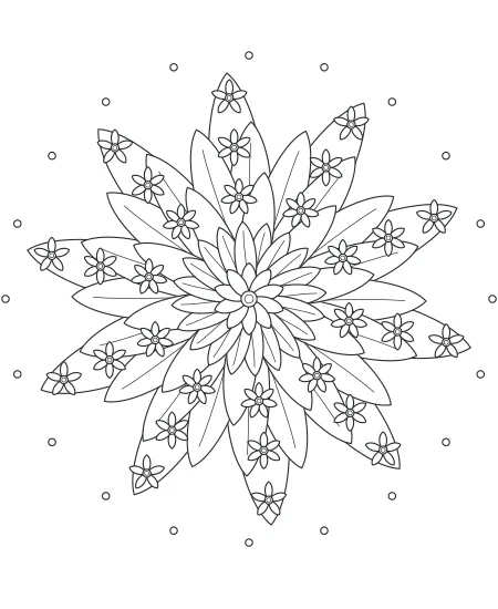 Willow Walk Flower Medallions — uncolored flower medallions drawing