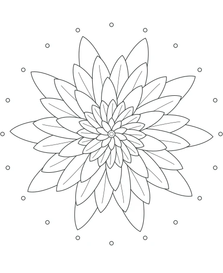 Willow Walk Petal Mandala — uncolored petal mandala drawing