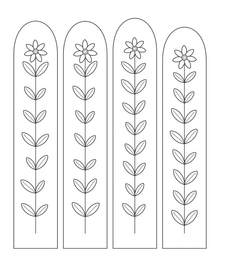 Woodland Notes Botanical Windows — uncolored botanical windows drawing