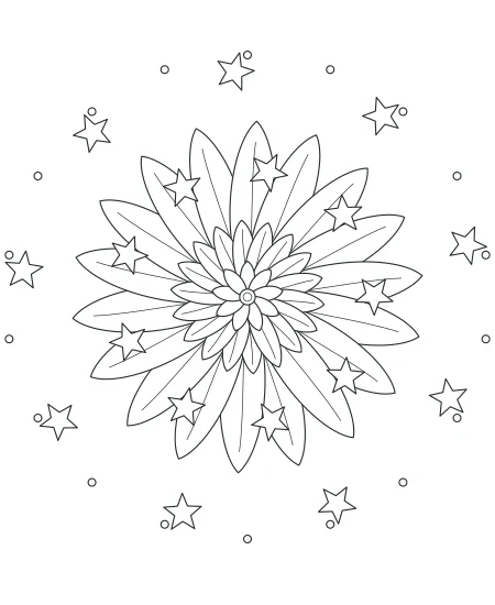Woodland Notes Celestial Mandala — uncolored celestial mandala drawing