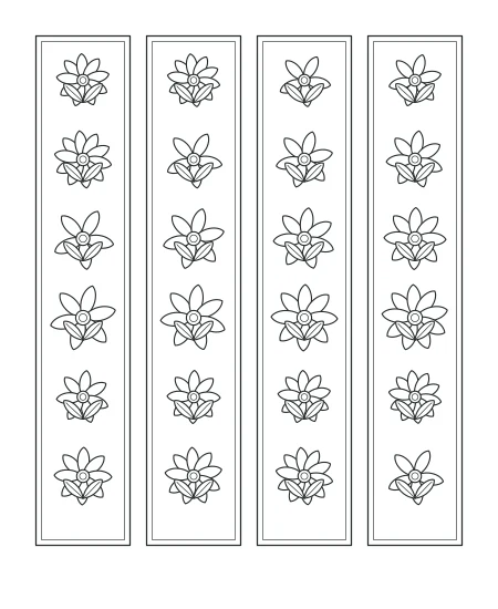 Woodland Notes Floral Bookmarks — uncolored floral bookmarks drawing
