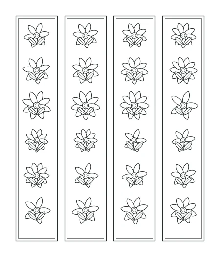 Woodland Notes Floral Bookmarks — uncolored floral bookmarks drawing