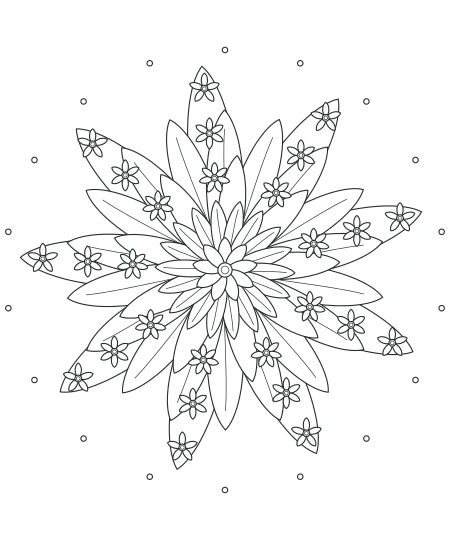 Woodland Notes Flower Medallions — uncolored flower medallions drawing