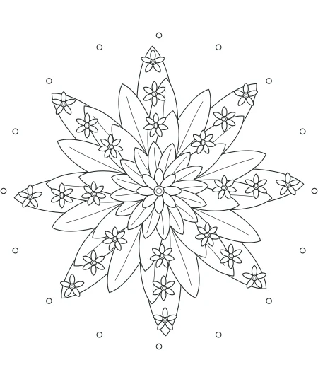 Woodland Notes Flower Medallions — uncolored flower medallions drawing