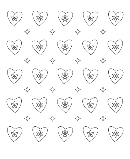 Heart Lace black-and-white line drawing