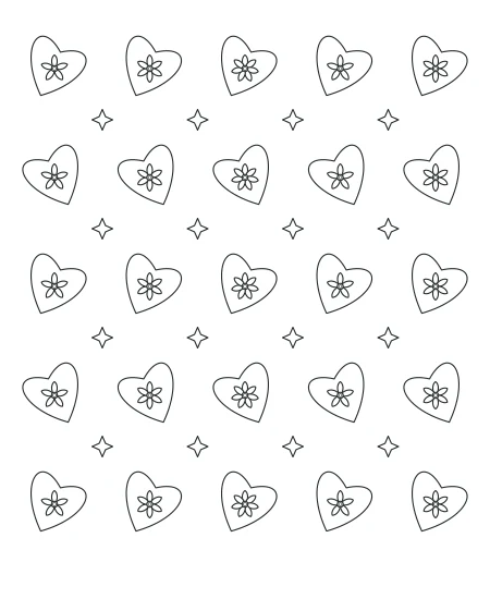 Woodland Notes Heart Lace — uncolored heart lace drawing