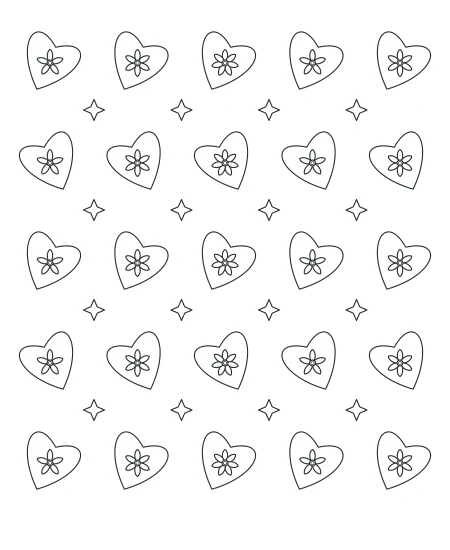 Woodland Notes Heart Lace — uncolored heart lace drawing