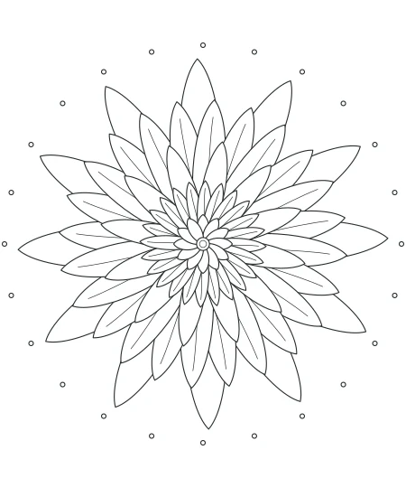 Woodland Notes Petal Mandala — uncolored petal mandala drawing
