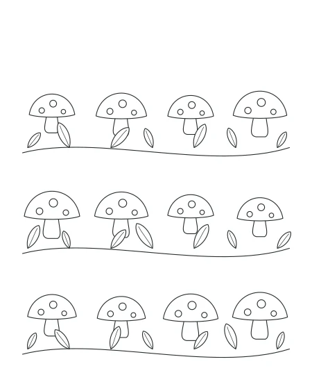 Woodland Notes Woodland Mushrooms — uncolored woodland mushrooms drawing